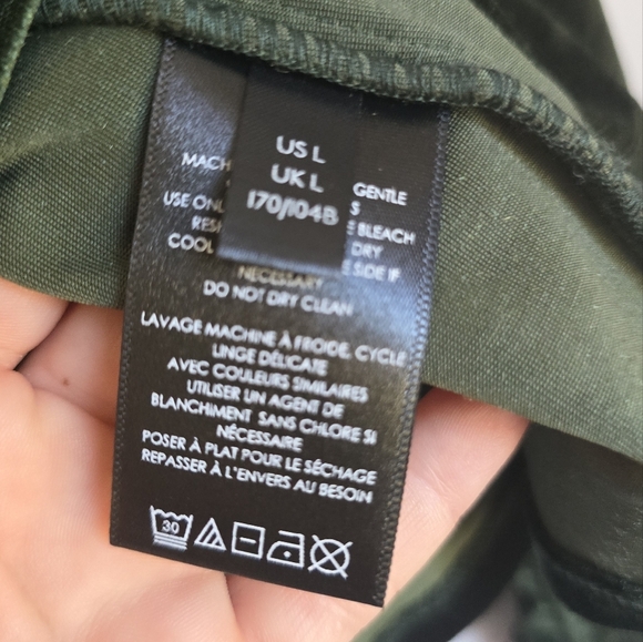 Anthropologie, New Hunter Green Velvet Lace-up Open Back Shirt Top Size Large - Picture 11 of 13